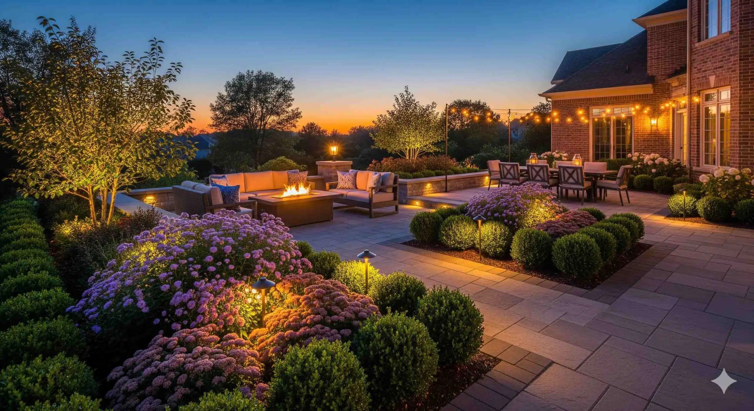 Landscape lighting at night