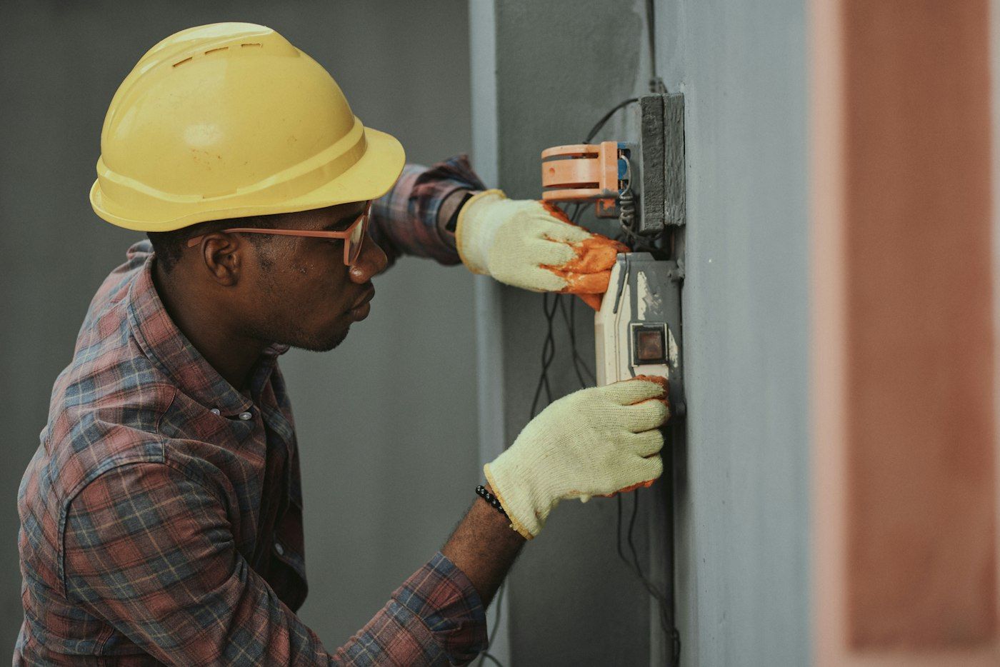 Electrician wiring a new electrical box